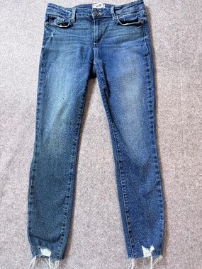 PAIGE Verdugo Ankle Jeans 29 Skinny Distressed Raw Hem Blue